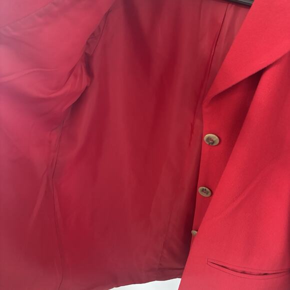 Benard Coutre Cashmere Wool Blend Red Jacket 3 Button Lined Women’s Sz 10 Medium - Picture 6 of 12